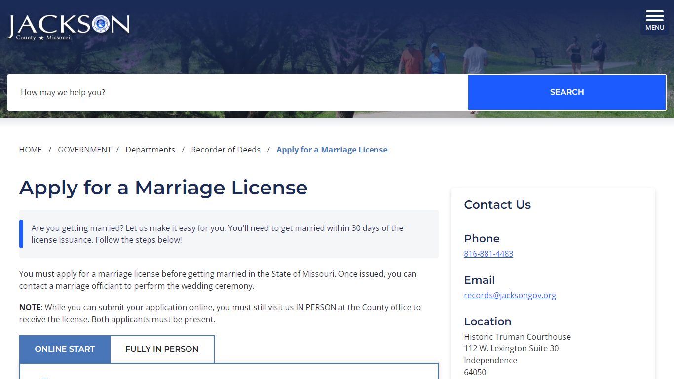 Apply for a Marriage License - Jackson County MO