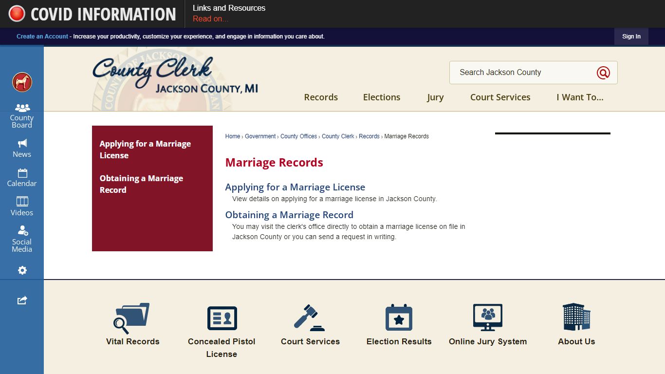 Marriage Records | Jackson County, MI